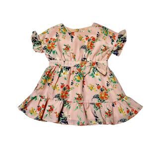 Janie and Jack Floral Ruffle Sleeve Dress Size 6-12m